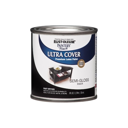 Krud Kutter Rust-Oleum Painters Touch Semi-Gloss Black Water-Based Ultra Cover Paint Exterior and Interior 0.5 p 1974730